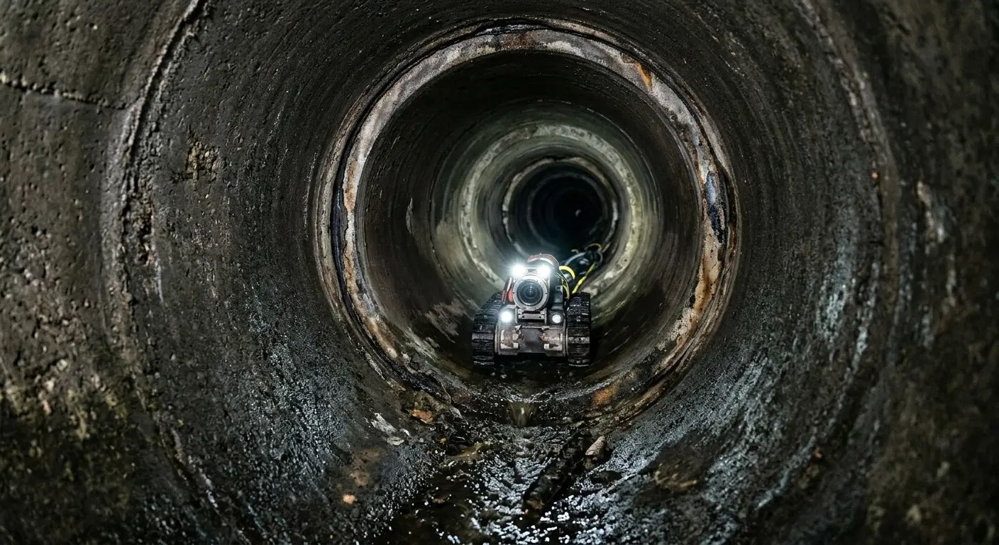 Robotic sewer camera inspecting pipe interior for Sewer Line Cleaning in La CaÃ±ada Flintridge